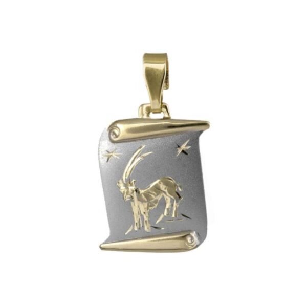 Δίχρωμο ζώδιο Αιγόκερως σε κίτρινο και λευκό χρυσό Κ14