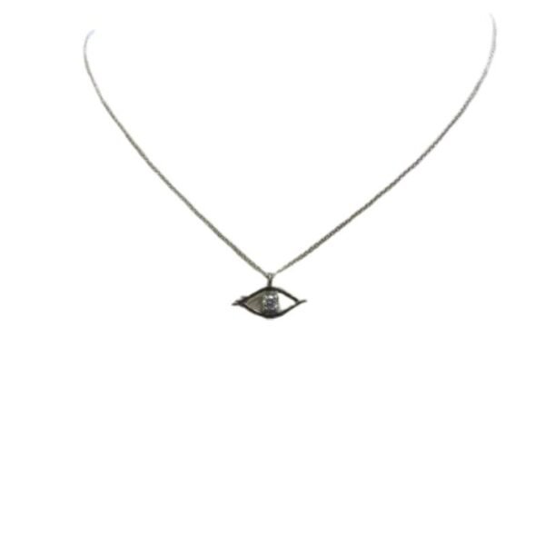 Κολιέ λευκόχρυσο μάτι με ζιργκόν Κ9