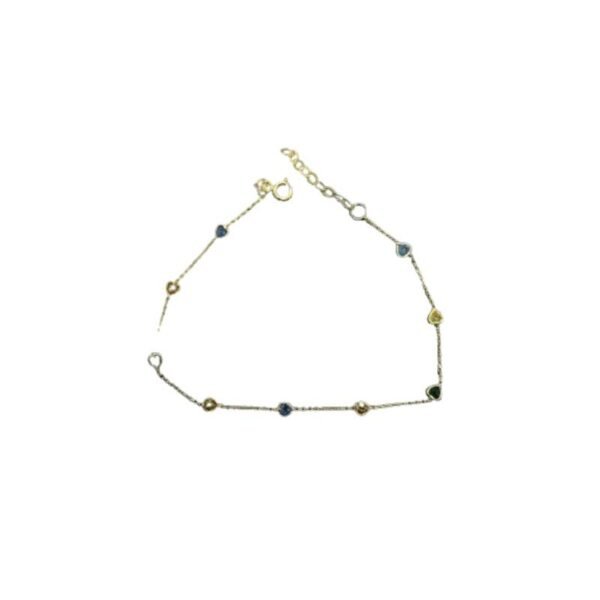 Χρυσό βραχιόλι πολύχρωμο καρδούλες με ζιργκόν Κ9