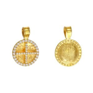 Φυλαχτό "Κωσταντινάτο" απο κίτρινο χρυσό με ζιργκόν διπλής όψης Κ14