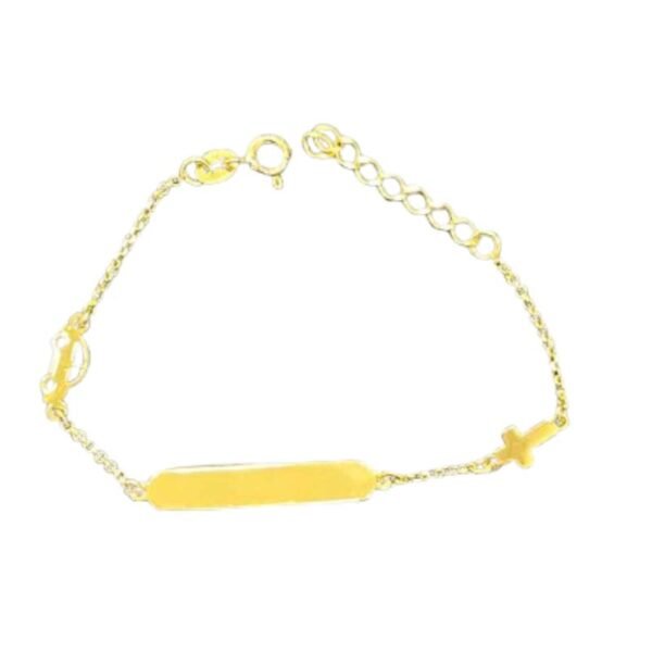 Παιδική ταυτότητα ασημένια επιχρυσωμένη με σταυρουδάκι και αυτοκινητάκι 925