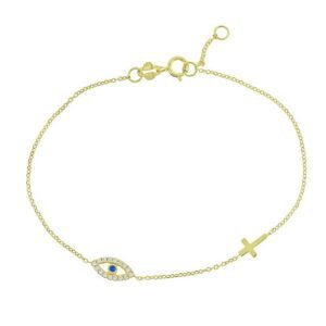 Χρυσό βραχιόλι μάτι με ζιργκόν Κ9