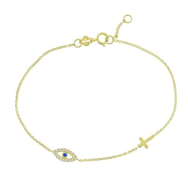 Χρυσό βραχιόλι μάτι με ζιργκόν Κ9