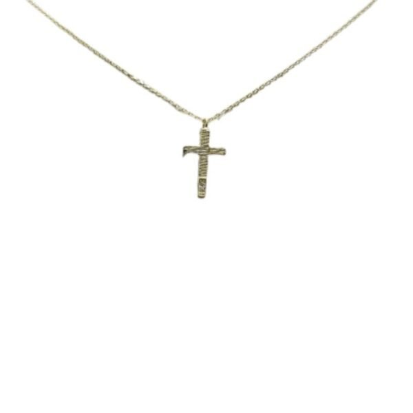 Κολιέ χρυσό σταυρός ματ με λευκό ζιργκόν Κ9