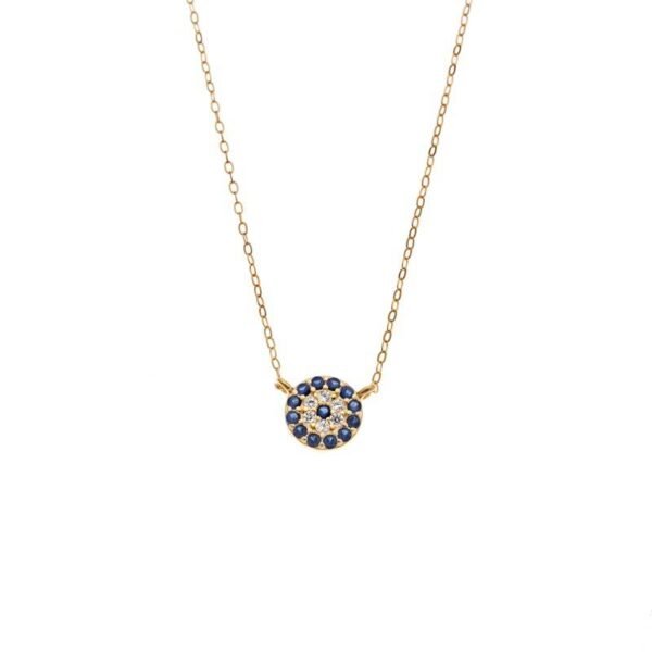 Κολιέ χρυσό μάτι με ζιργκόν Κ9