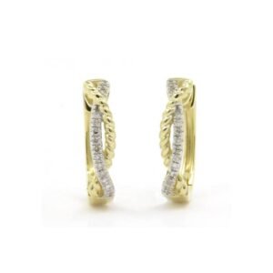 Σκουλαρίκια κρίκοι διπλή με ζιργκόν και στριφτάρι σε κίτρινο χρυσό  Κ9