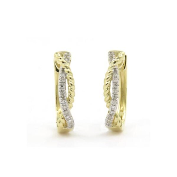 Σκουλαρίκια κρίκοι διπλή με ζιργκόν και στριφτάρι σε κίτρινο χρυσό  Κ9