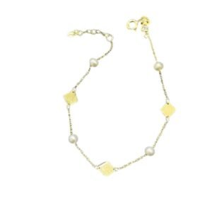 Χρυσό βραχιόλι καρδούλα με μαργαριτάρι Κ9