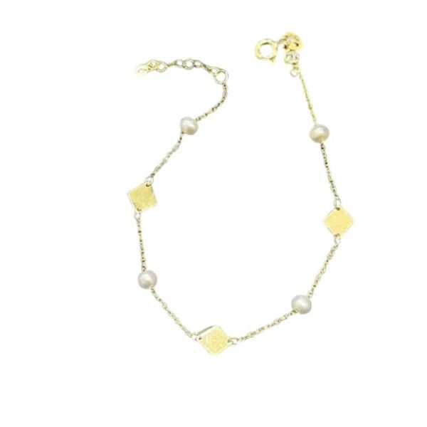 Χρυσό βραχιόλι καρδούλα με μαργαριτάρι Κ9