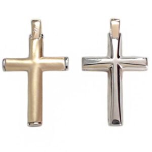 Βαπτιστικός δίχρωμος Σταυρός ανδρικός σε λευκό χρυσό  Κ14