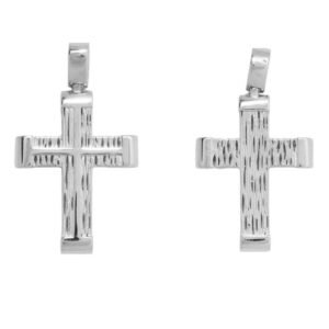 Βαπτιστικός Σταυρός απο λευκό χρυσό Κ14