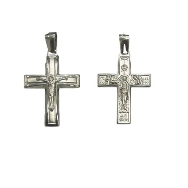 Βαπτιστικός Σταυρός απο λευκό χρυσό με εσταυρωμένο Κ14