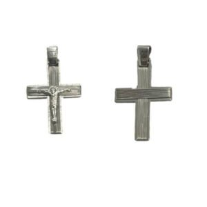 Βαπτιστικός Σταυρός απο λευκό χρυσό με εσταυρωμένο Κ14