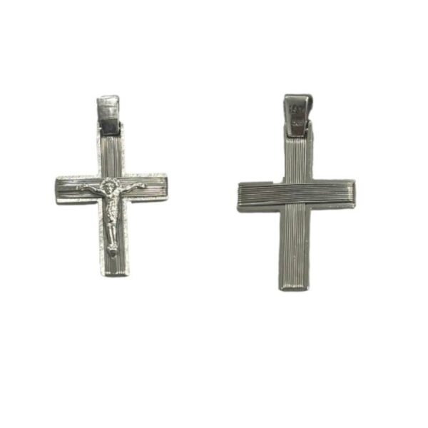 Βαπτιστικός Σταυρός απο λευκό χρυσό με εσταυρωμένο Κ14