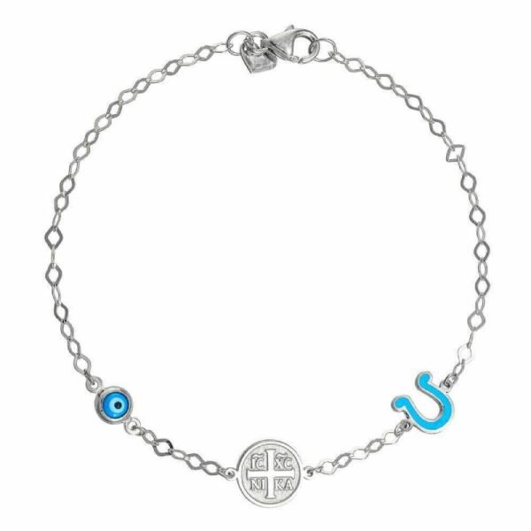 Ασημένιο βραχιόλι με Μάτι-Κωνσταντινάτο-Πέταλο 925