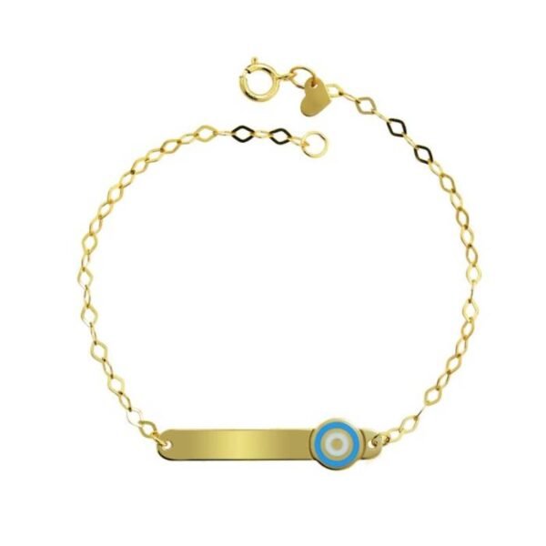 Παιδική ταυτότητα ασημένια επιχρυσωμένη με Ματάκι 925