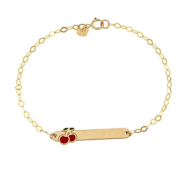 Παιδική ταυτότητα ασημένια επιχρυσωμένη με κερασάκι 925