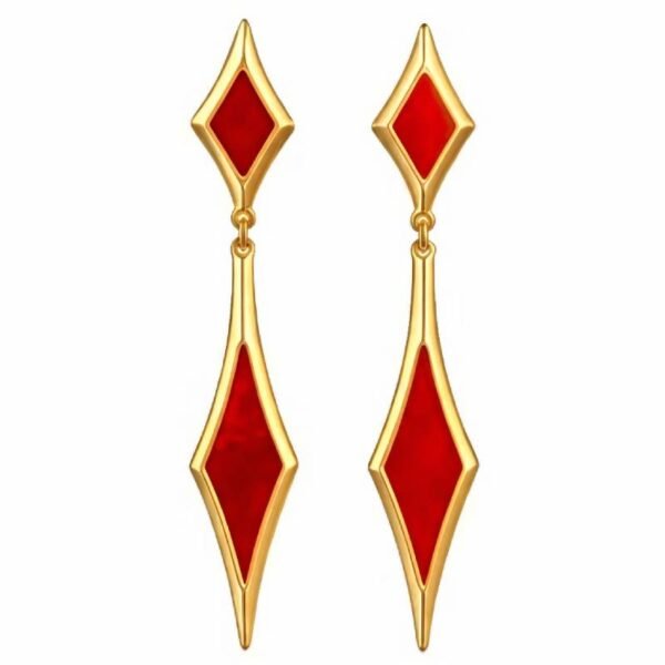 Σκουλαρίκια ασημένια επίχρυσα καρφωτά ρόμβοι με φίλδιση  925