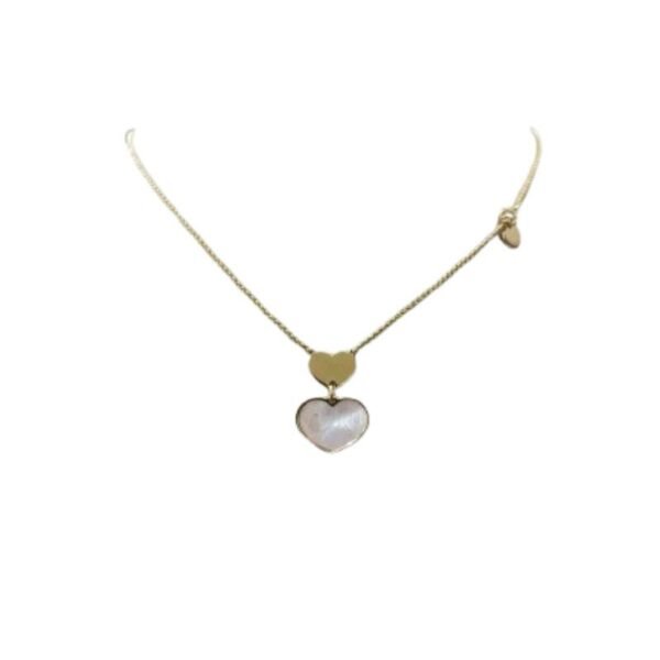 Ασημένιο κολιέ Επίχρυσο διπλή καρδιά 925