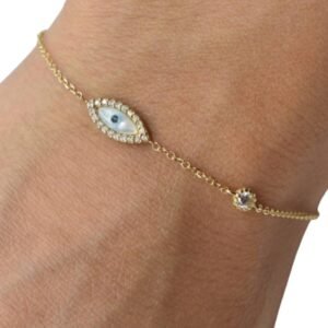 31255 Βραχιόλι χρυσό Κ14 και " ματάκι - ζιργκόν" με φίλντισι