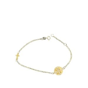 31260 Βραχιόλι χρυσό και "Κων/το- σταυρός - ζιργκόν" Κ14