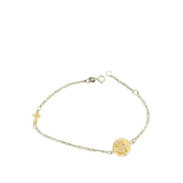 Βραχιόλι χρυσό και "Κων/το- σταυρός - ζιργκόν" Κ14