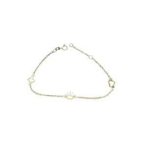 31261 Βραχιόλι χρυσό και "Καρδιά- Κορώνα - σταυρός" Κ14