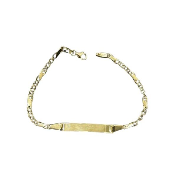 Χρυσή ταυτότητα λουστρέ με αλυσίδα Κ14