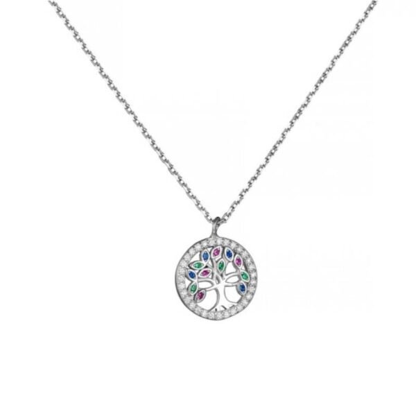 Ασημένιο κολιέ  Δέντρο Ζωής πολύχρωμο 925