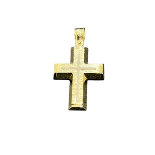 Βαπτιστικός Σταυρός δίχρωμος απο λευκό και κίτρινο χρυσό Κ9