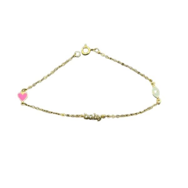 Ασημένιο βραχιόλι επιχρυσωμένο Καρδιά- Baby - Ματάκι 925