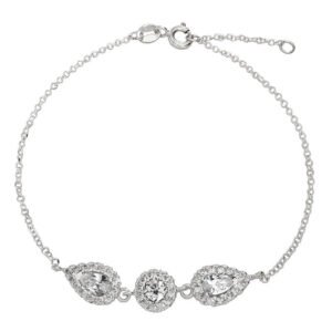 Λευκόχρυσο βραχιόλι σταγόνες ροζέτα Κ14