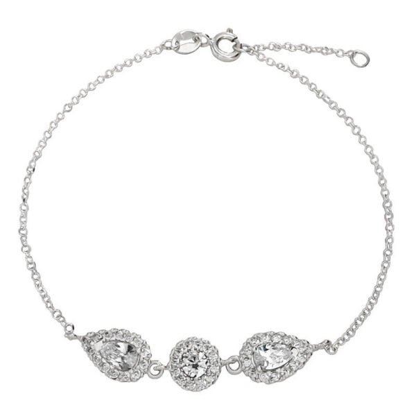 Λευκόχρυσο βραχιόλι σταγόνες ροζέτα Κ14