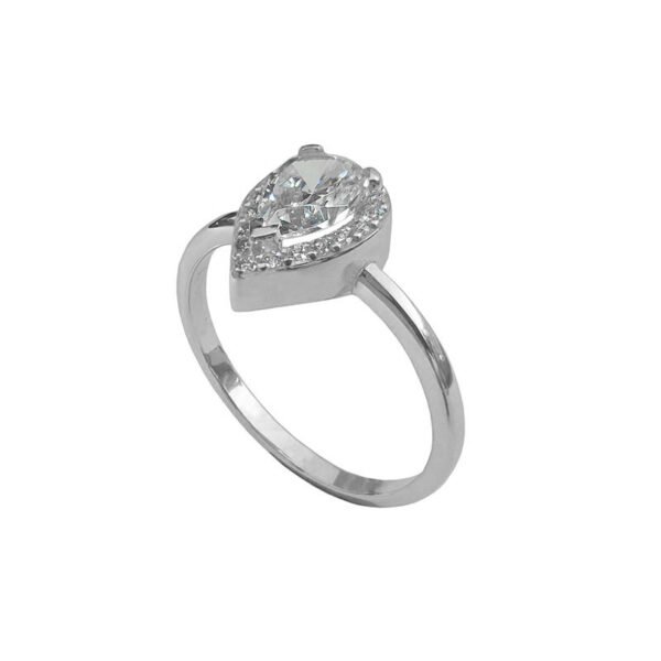 Λευκόχρυσο δαχτυλίδι ροζέτα σταγόνα μεγάλο Κ14