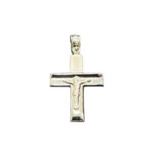 Βαπτιστικός Σταυρός απο λευκό χρυσό με εσταυρωμένο Κ14