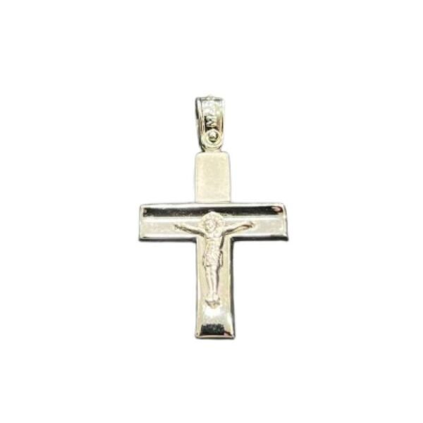 Βαπτιστικός Σταυρός απο λευκό χρυσό με εσταυρωμένο Κ14