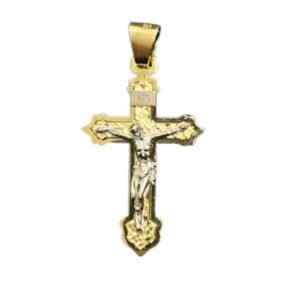 Σταυρός δίχρωμος ανδρικός σε λευκό χρυσό με εσταυρωμένο Κ14