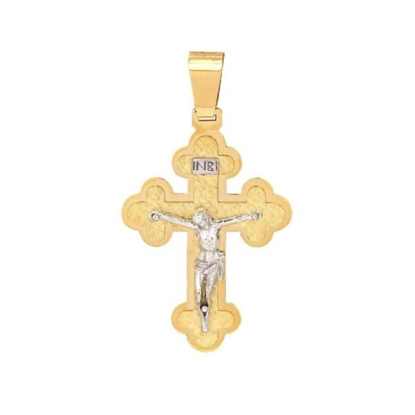 Σταυρός δίχρωμος ανδρικός σε λευκό χρυσό με εσταυρωμένο Κ14