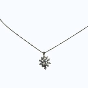 Ασημένιο κολιέ λευκή ροζέτα 925