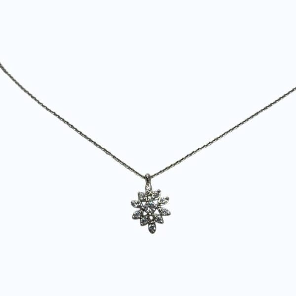 Ασημένιο κολιέ λευκή ροζέτα 925