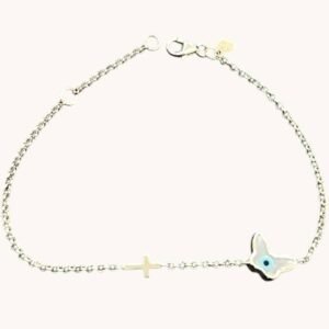 Ασημένιο βραχιόλι Μάτι με σταυρό 925