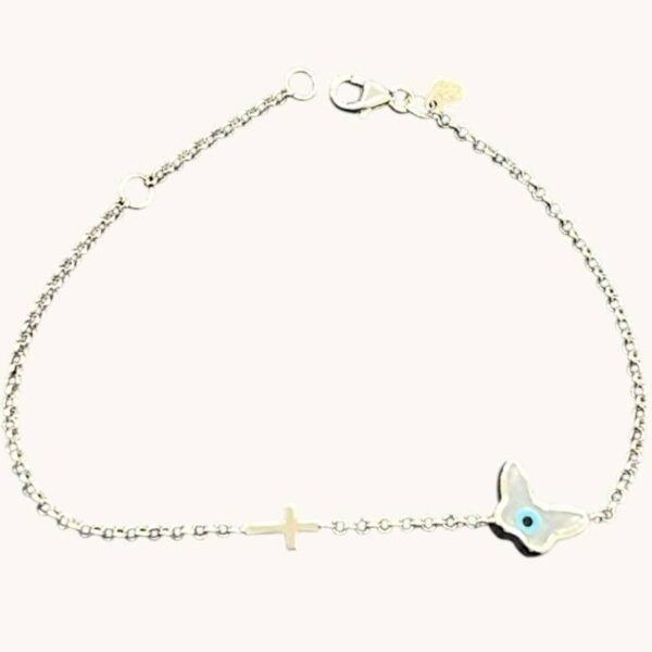 Ασημένιο βραχιόλι Μάτι με σταυρό 925