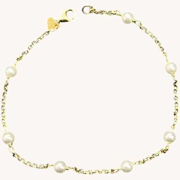 Βραχιόλι ασημένιο επιχρυσωμένο με μαργαριτάρια 925