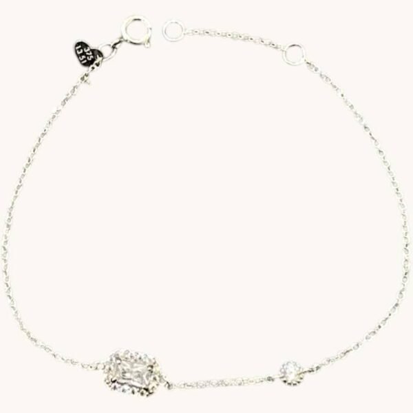 Λευκόχρυσο βραχιόλι ροζέτα με λευκές πέτρες Κ9