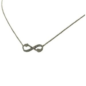 Λευκόχρυσο κολιέ άπειρο καρδιές με ζιργκόν Κ14