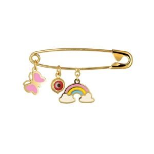 Ασημένια επιχρυσωμένη παραμάνα ματάκι πεταλούδα και ουράνιο τόξο 925