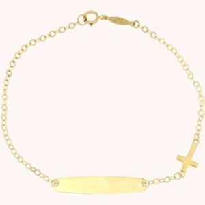 Παιδική ταυτότητα ασημένια επιχρυσωμένη με σταυρό 925