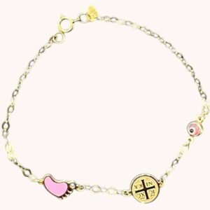 Παιδικό βραχιόλι ασημένιο επιχρυσωμένο με κων/το ματακι πατουσάκι 925