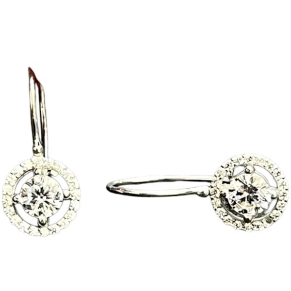 Σκουλαρίκια κρεμαστά ασημένια ροζέτα λευκή πέτρα 925