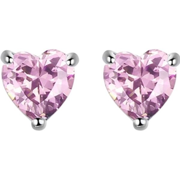 Σκουλαρίκια ασημένια καρφωτά Καρδιά με Ζιργκόν  925